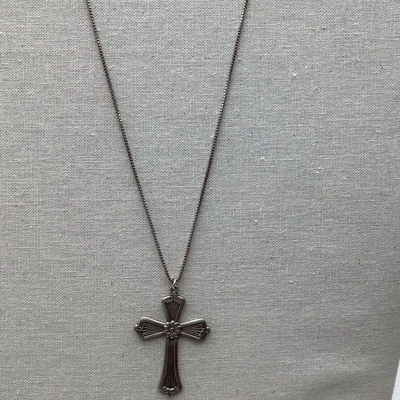 Vintage Sterling Silver Cross Pendant Necklace unisex - Picture 3 of 4